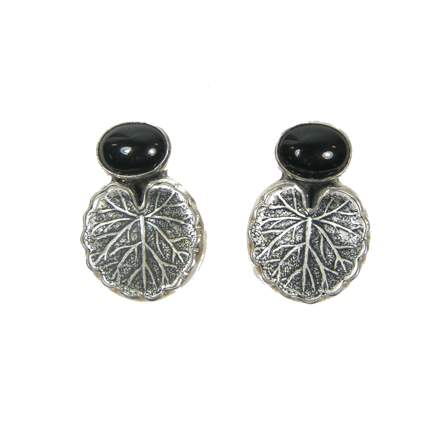 29567B Lotus Leaf with Black Onyx Earring