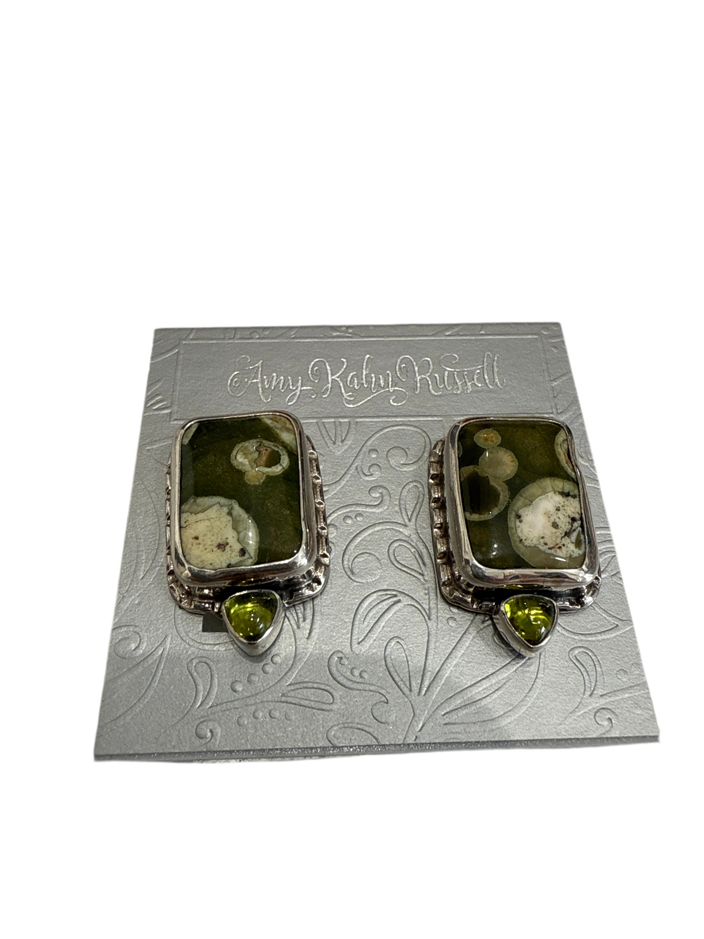 33910A Rhyolite Peridot Sterling Silver Earrings