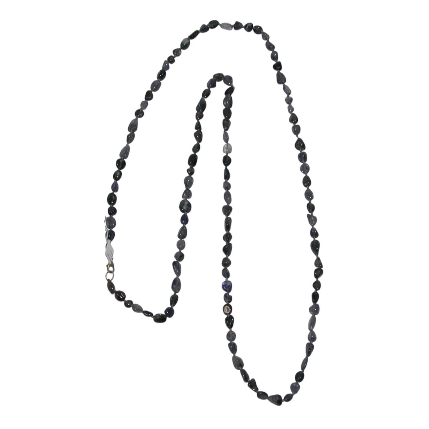 10006 Iolite Extra Long Beaded Sterling Silver Necklace