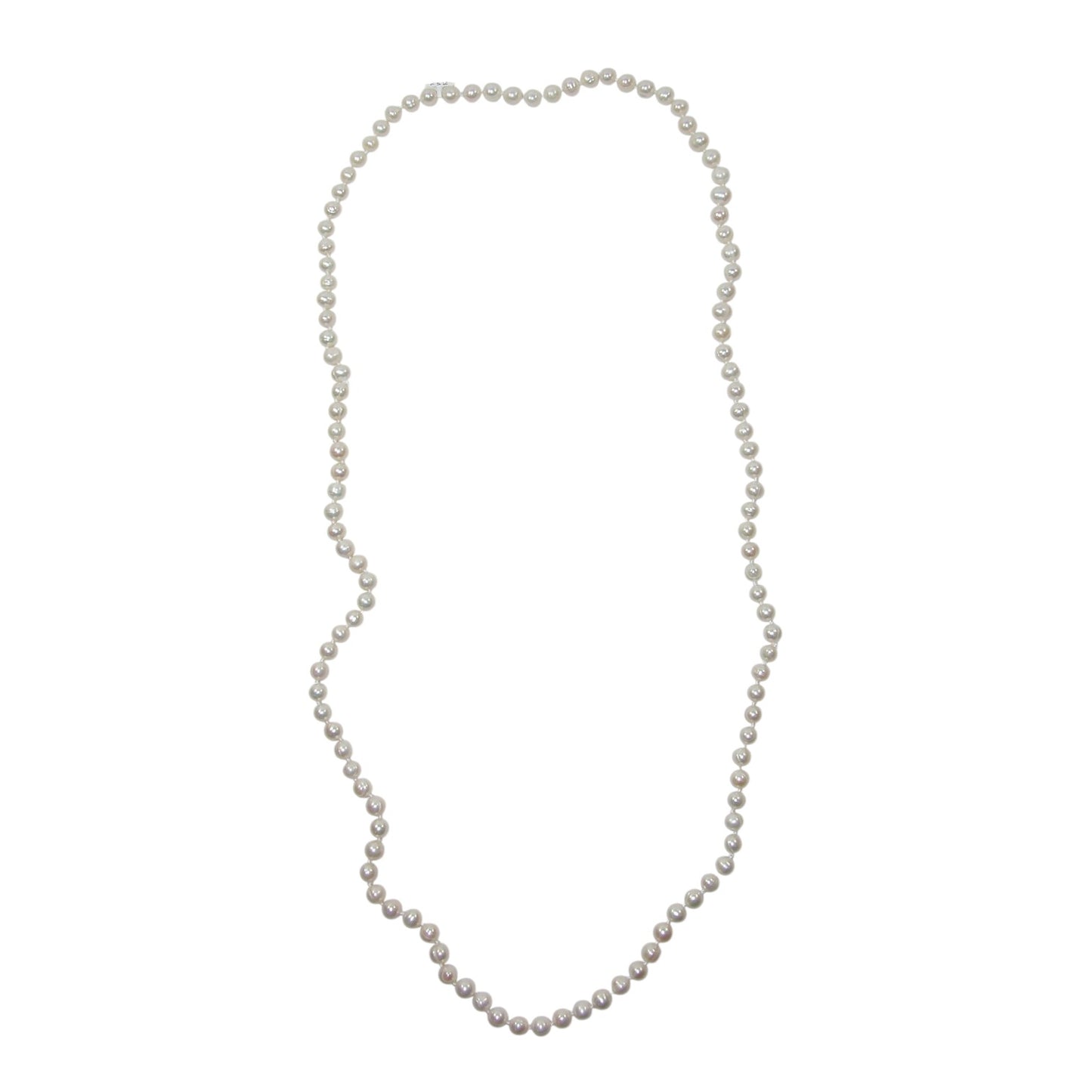 Extra Long Freshwater Pearl Beaded Sterling Silver Necklace