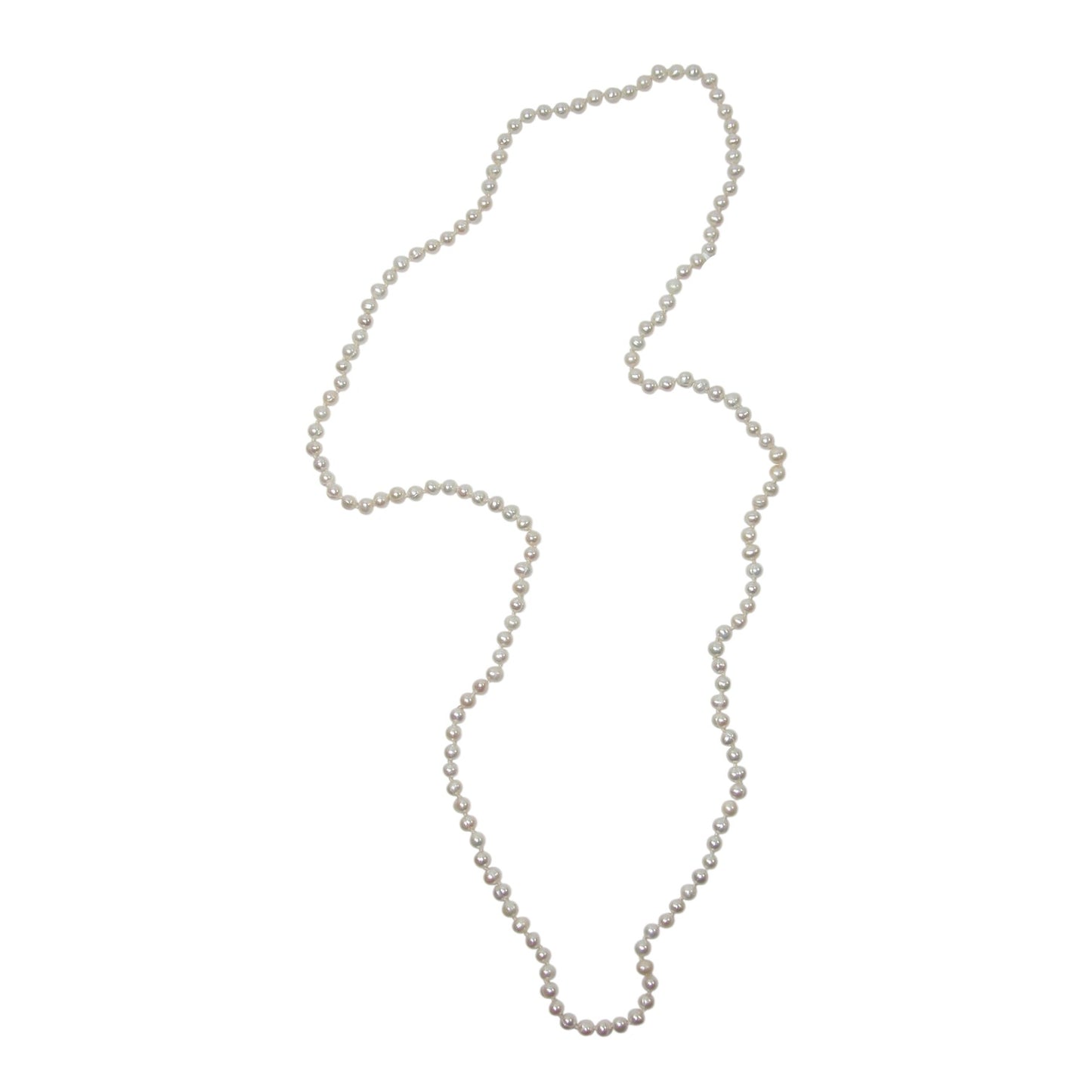 Extra Long Freshwater Pearl Beaded Sterling Silver Necklace