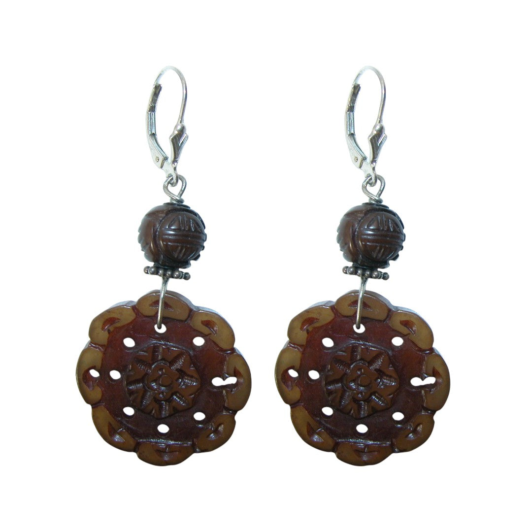 1012L Soo Chow Jade, Sterling Silver Earrings
