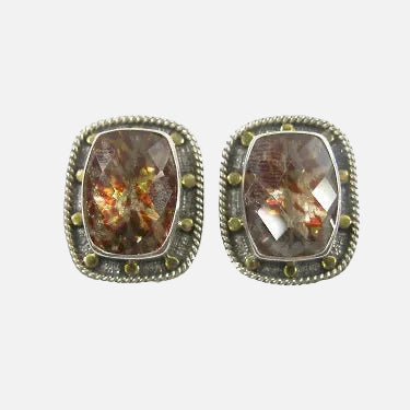 10643 Leopard Enamel in Quartz Sterling Silver Earring