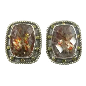 10643 Leopard Enamel in Quartz Sterling Silver Earring