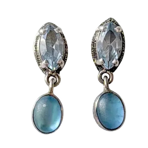 10646 Blue Topaz Celestial Quartz Sterling Silver Earrings