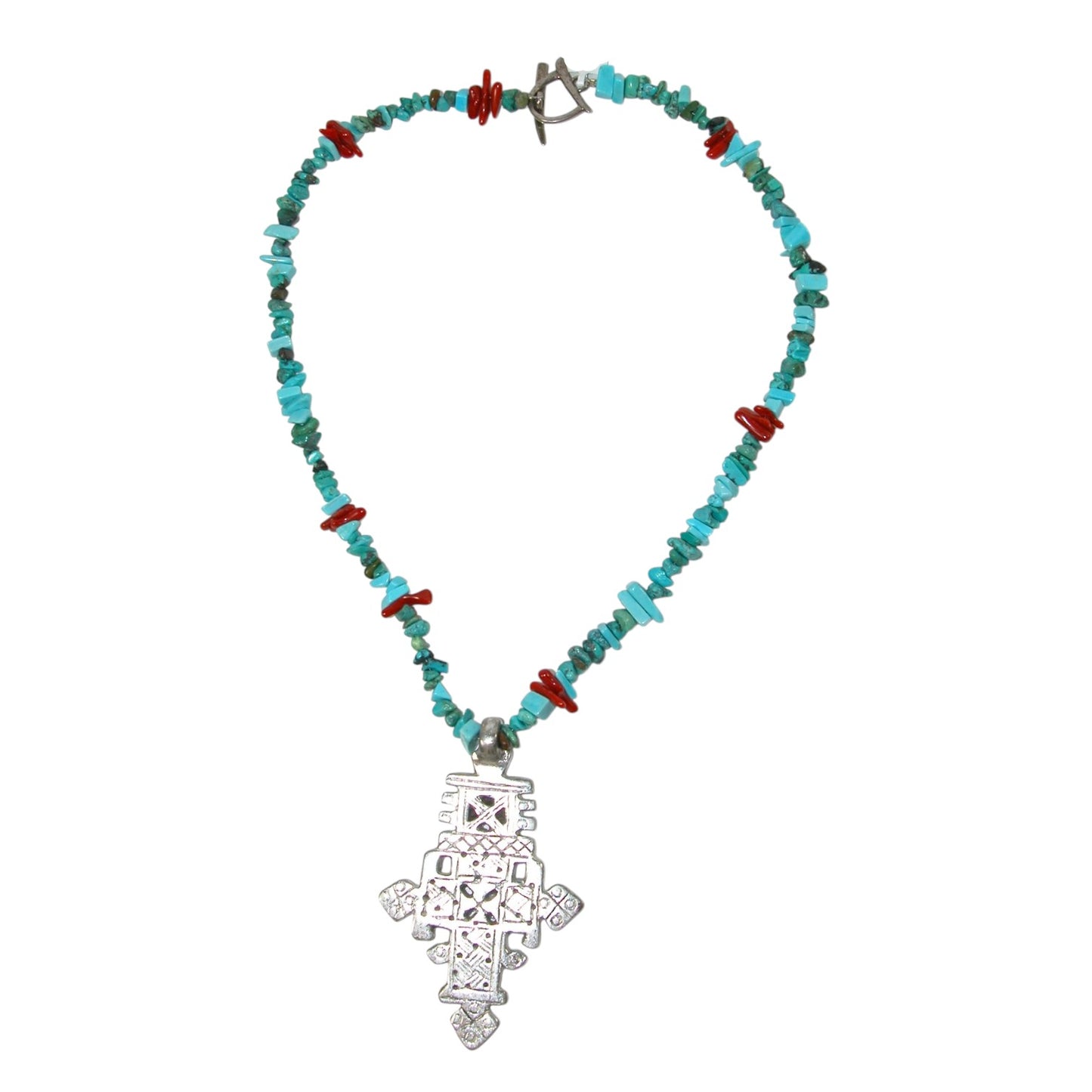 Turquoise Beaded Short Sterling Silver Necklace
