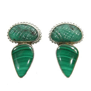Malachite Emerald Sterling Silver Earring