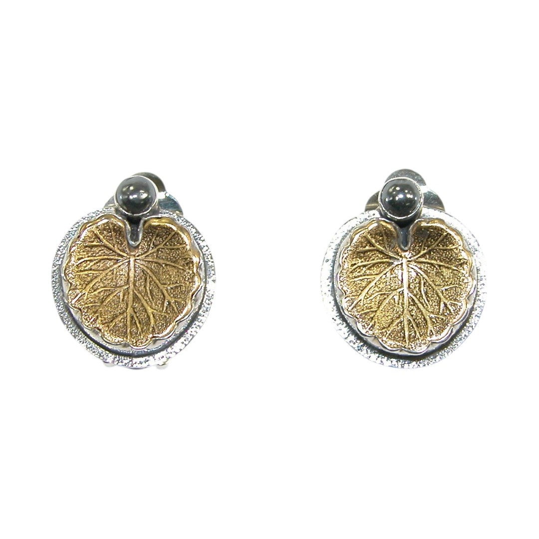 18318A Hematite Leaf Sterling Silver Earrings