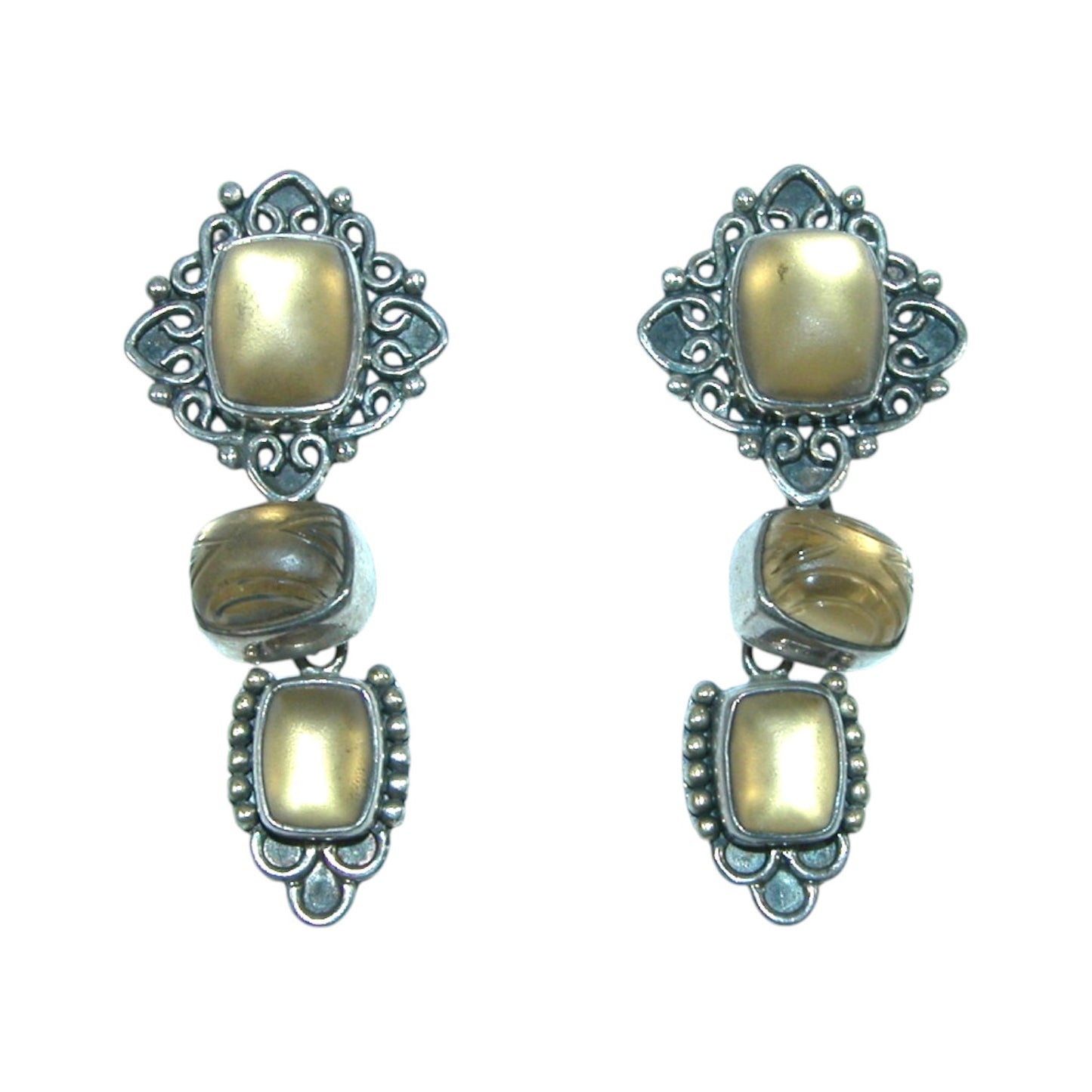 Gold Drop Sterling Silver Earrings