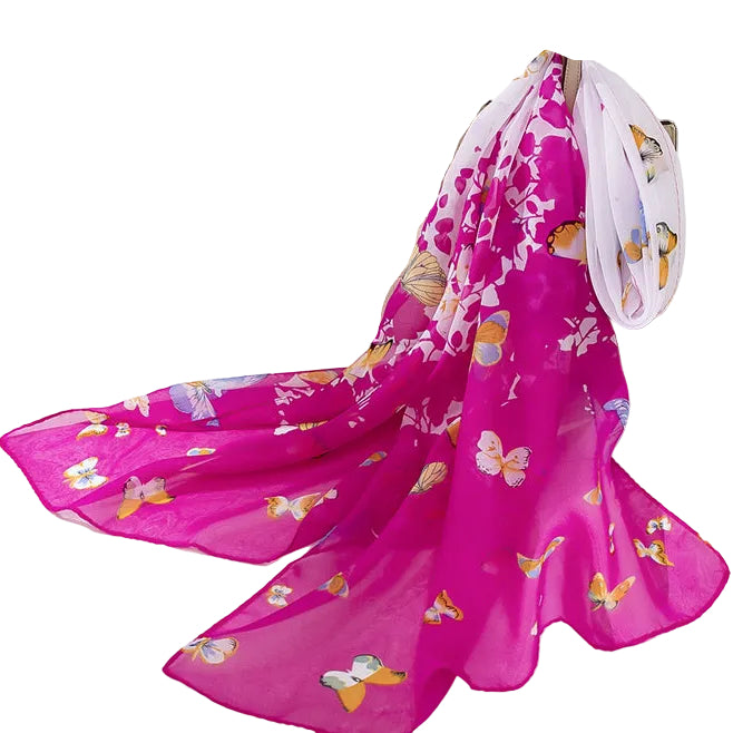 Sheer Pink and White Butterfly Scarf GF4457