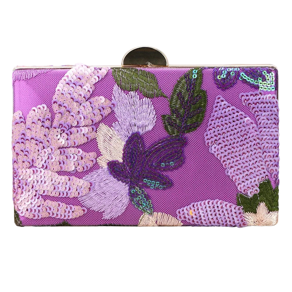 Shades of Purple Evening Bag Embroidered Sequin Clutch GF4440