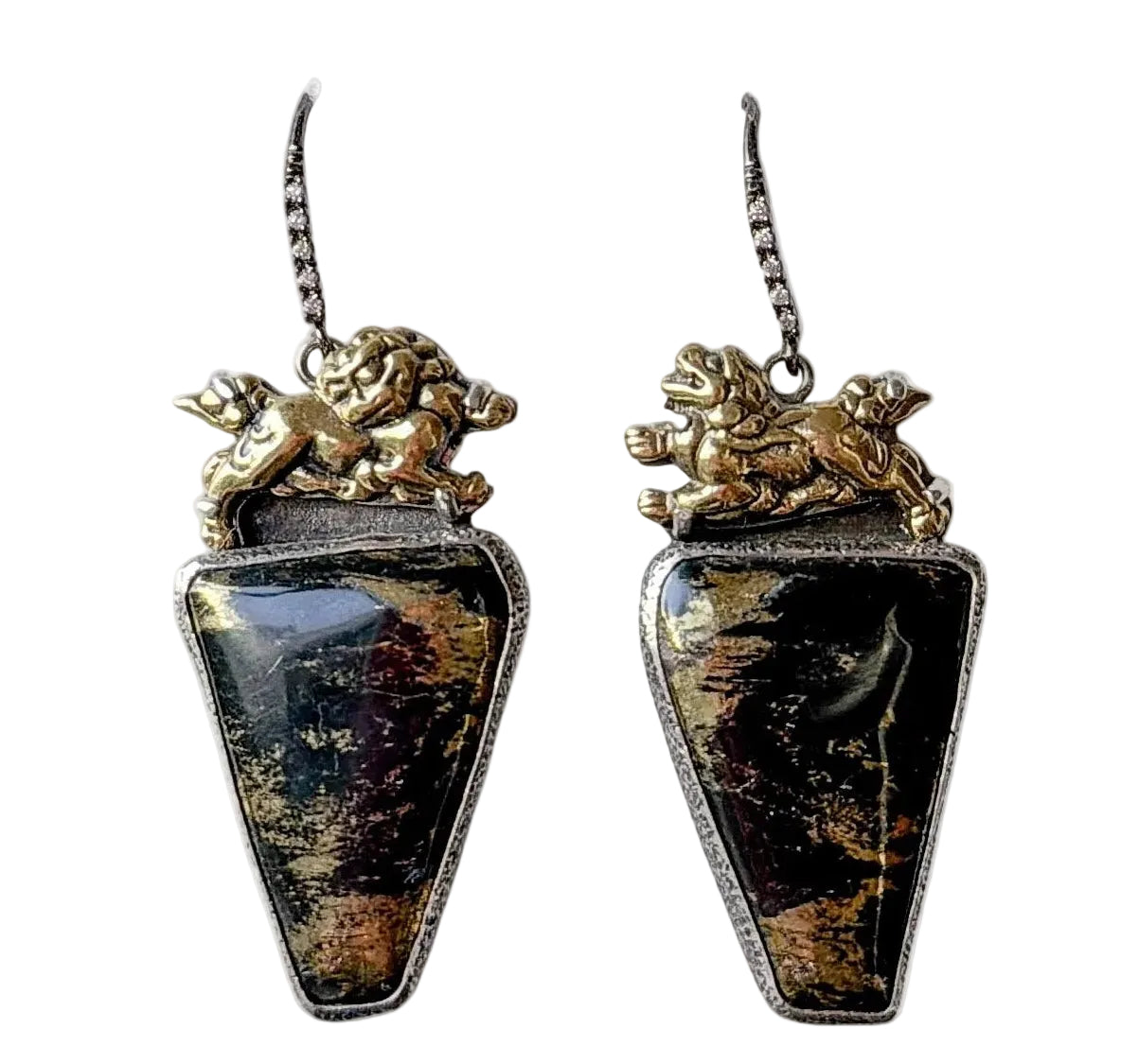 19918A Apache Gold, Pave Crystal Sterling Silver Earrings