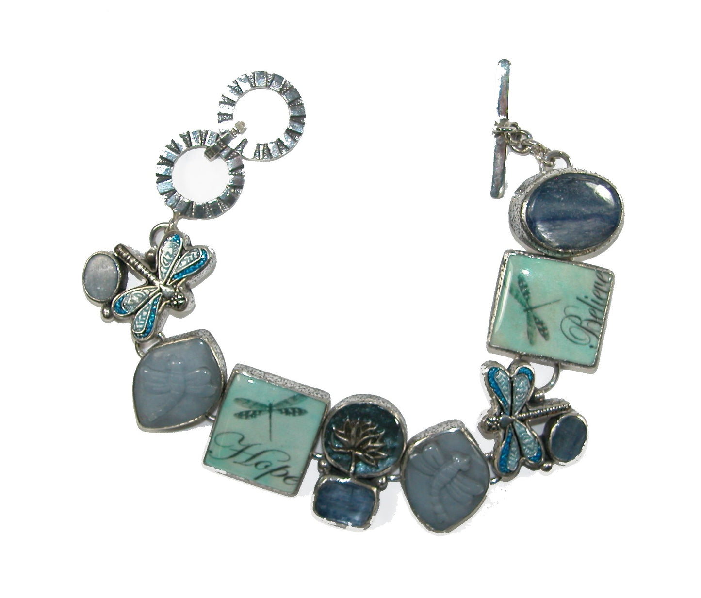 20112 Hand Made Tile Dragonfly Sterling Silver Bracelet