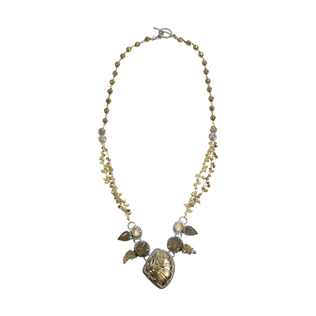 20205 Gold Clad Drusy Sterling Silver Beaded Necklace