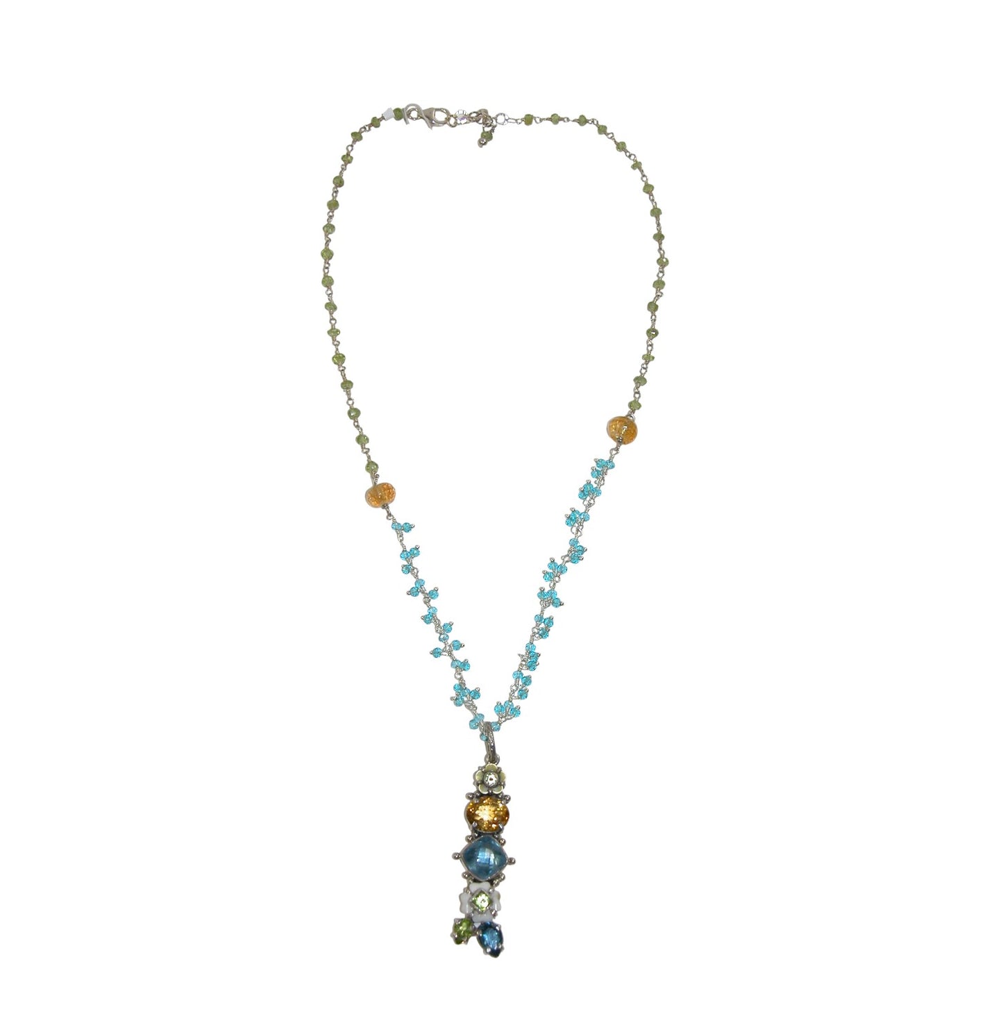 20250 Citrine, Peridot, Blue Topaz Calcite Sterling Silver