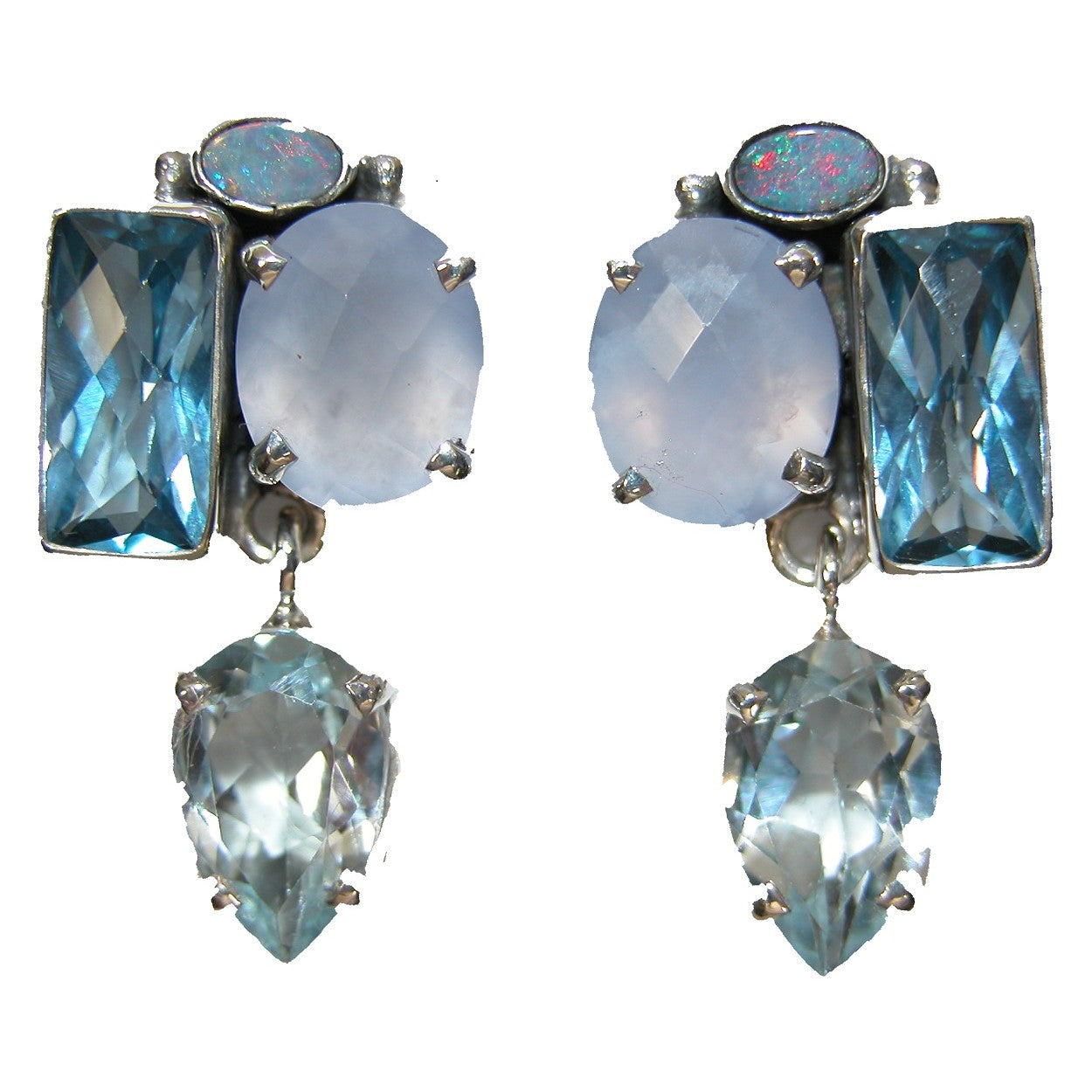 20453 Natural Chalcedony Topaz Opal Sterling Silver Earring