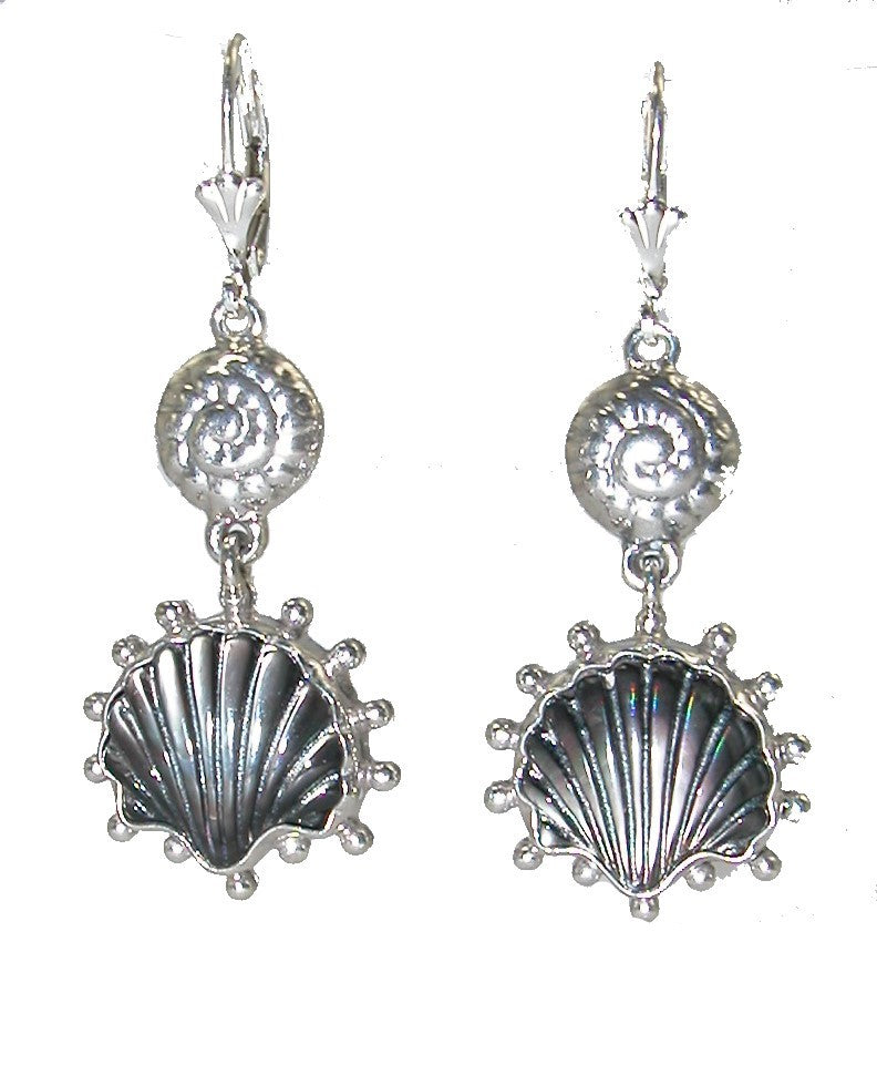 20525 Mother of Pearl Carved Shell Sterling Silver Earrings