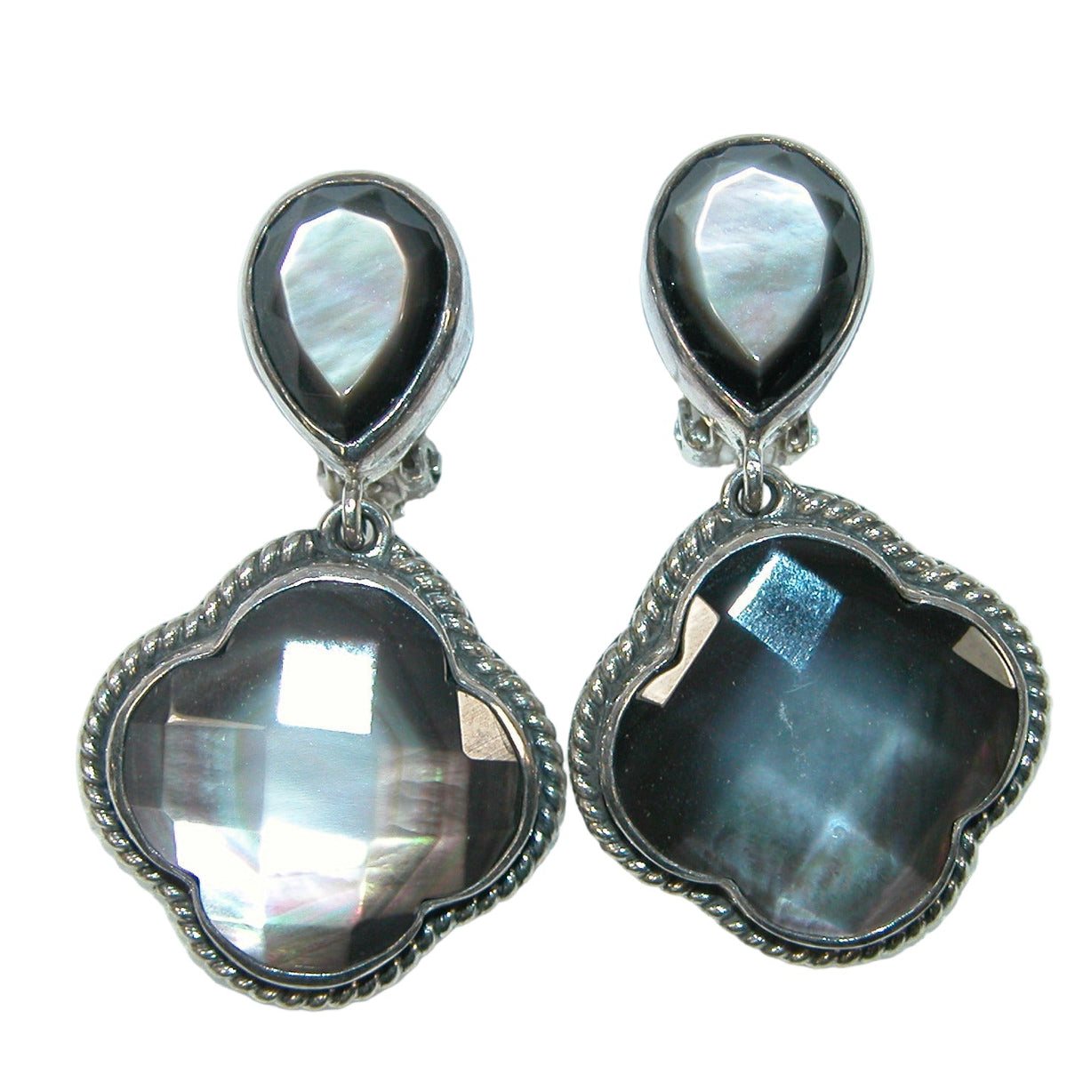 20560 Mother of Pearl Clover Sterling Silver Earrings
