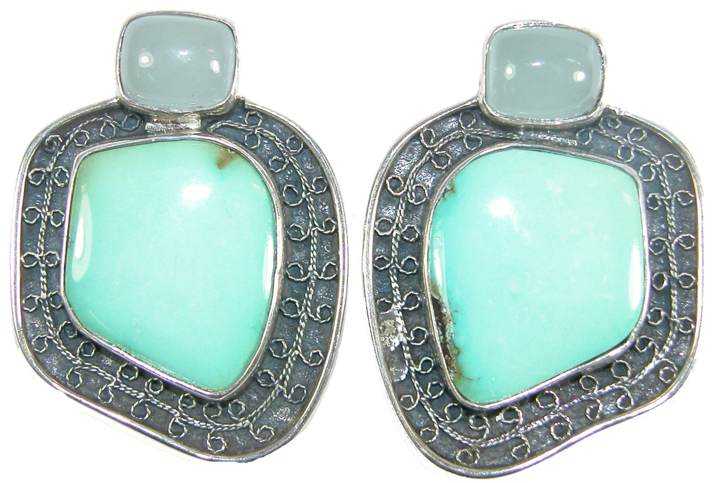 Aquamarine Turquoise Sterling Silver Earring
