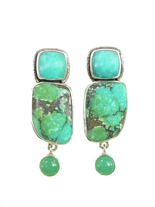 Turquoise Chrysoprase Sterling Silver Earrings