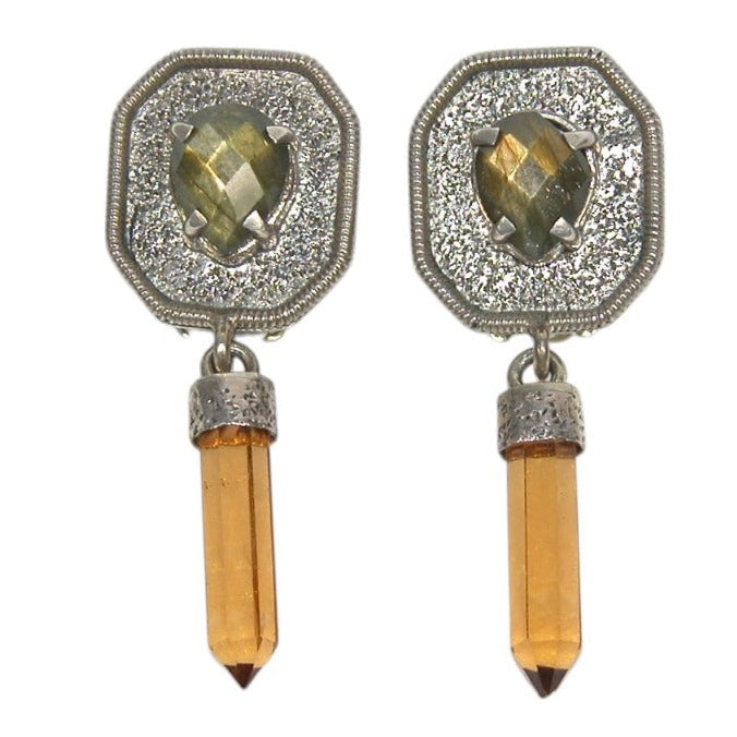 20730 Labradorite and Natural Citrine Sterling Silver Earrings