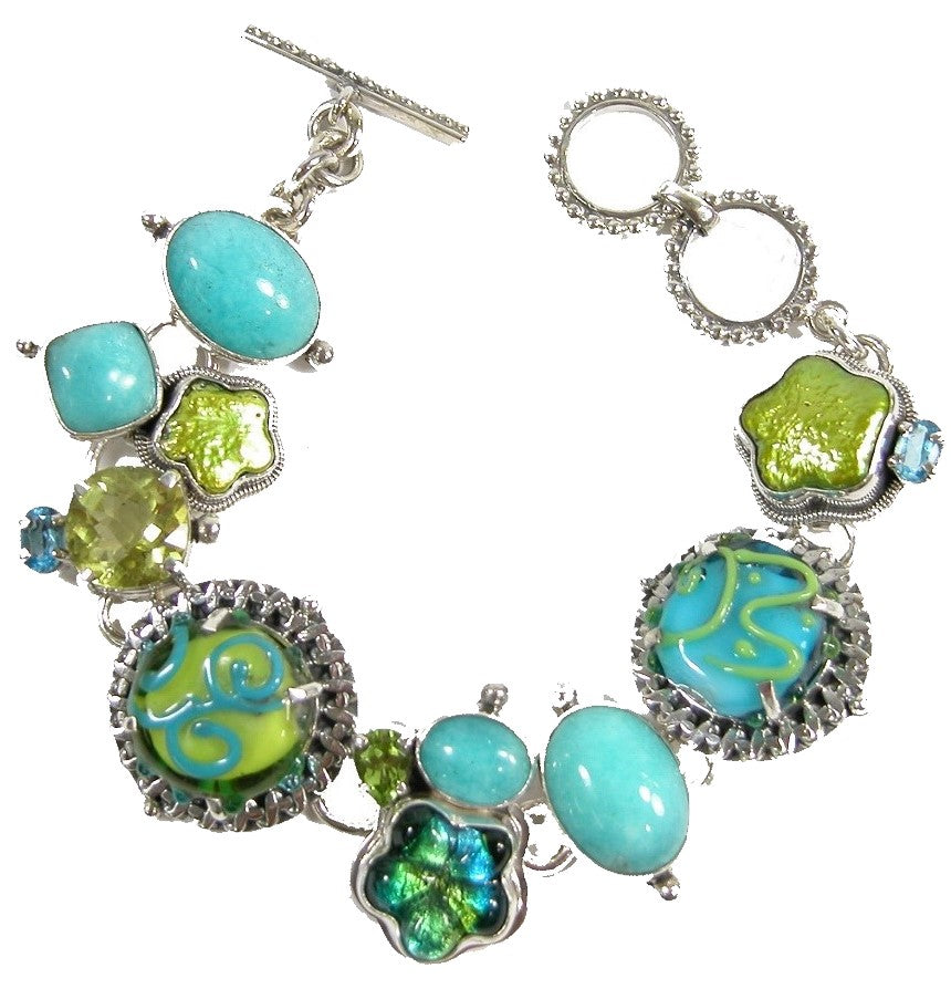 Amazonite Freshwater Pearl Lemon Quartz Blue Topaz Glass Sterling Silver