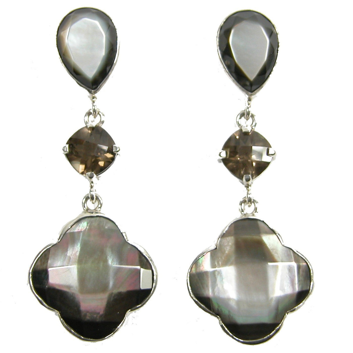 22233 Mother of Pearl Sterling Silver Clip Earrings