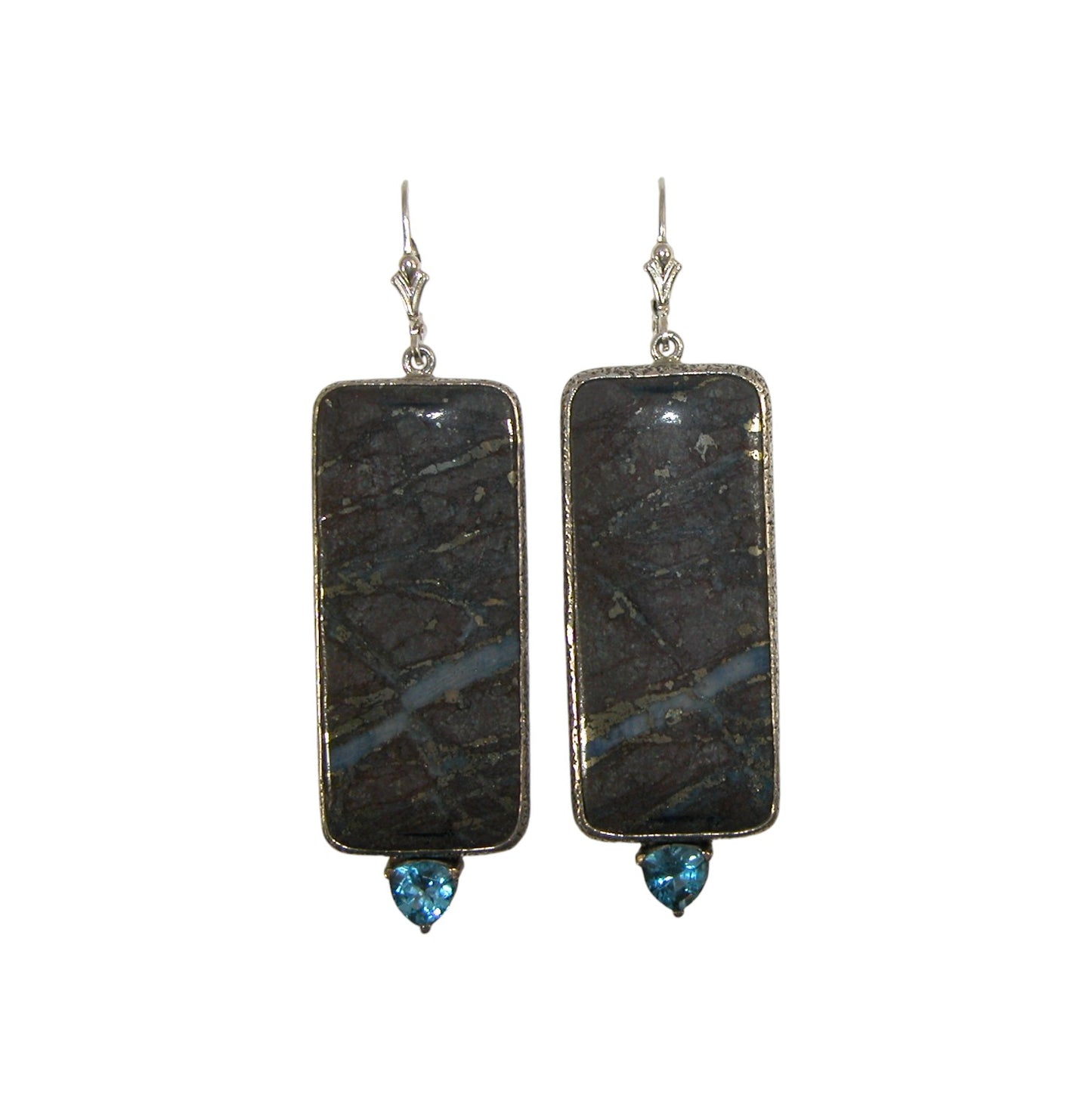 22290L Pyrite, Blue Topaz Sterling Silver Earrings