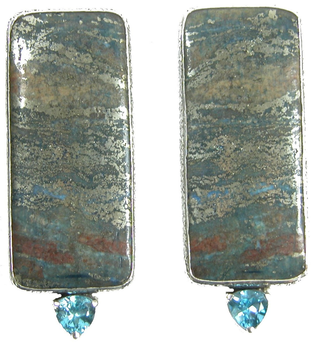 Pyrite Blue Topaz Sterling Silver Earring