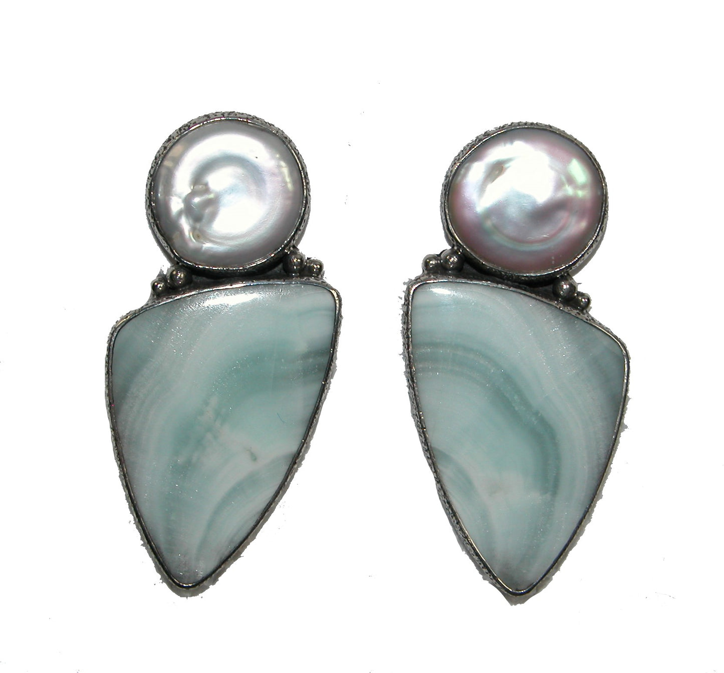Freshwater Pearl Agate Sterling Silver Earring