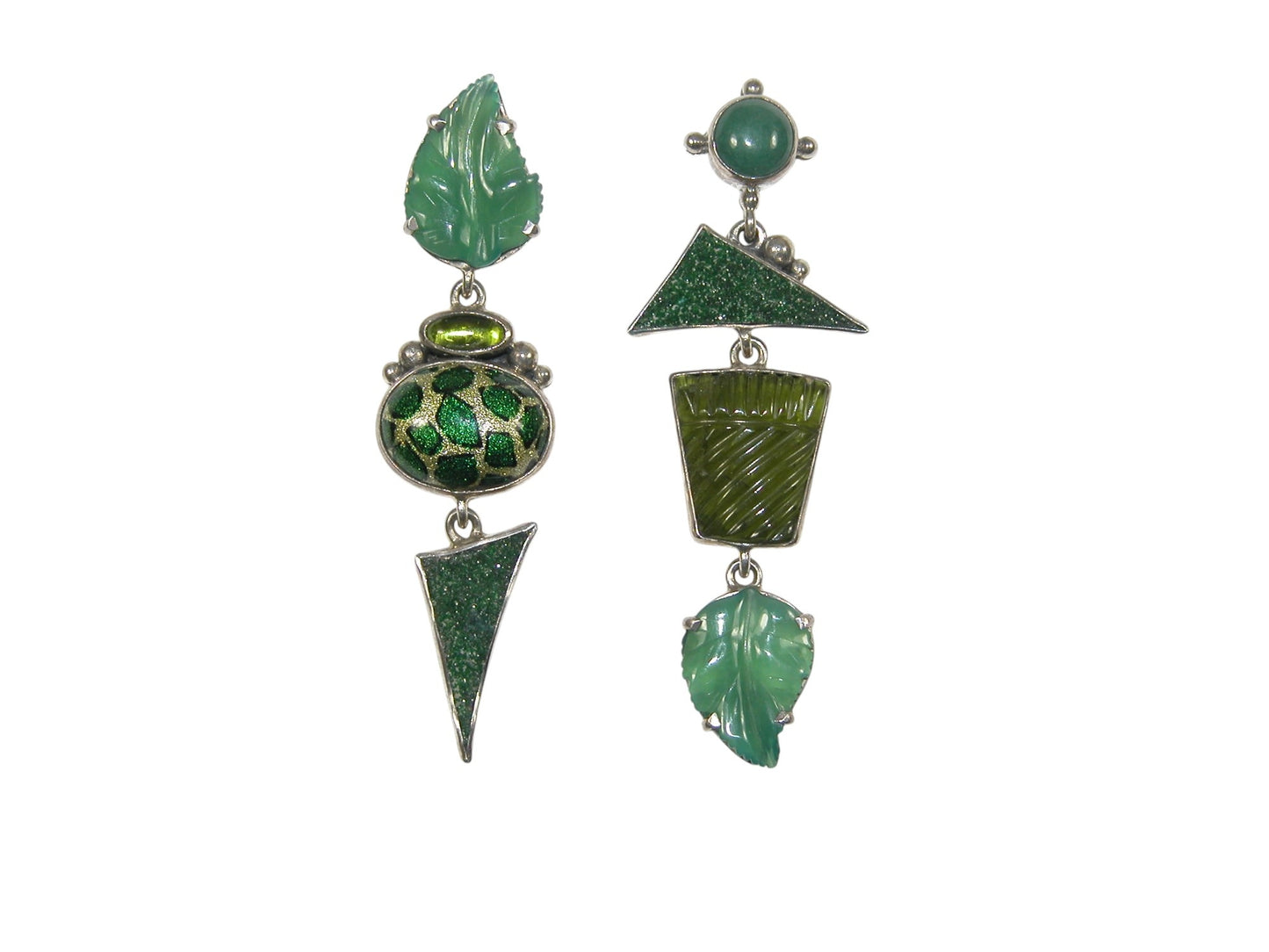22313 Agate, Peridot, Uvarovite Sterling Silver Earrings