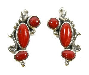 22333 Coral Sterling Silver Earring