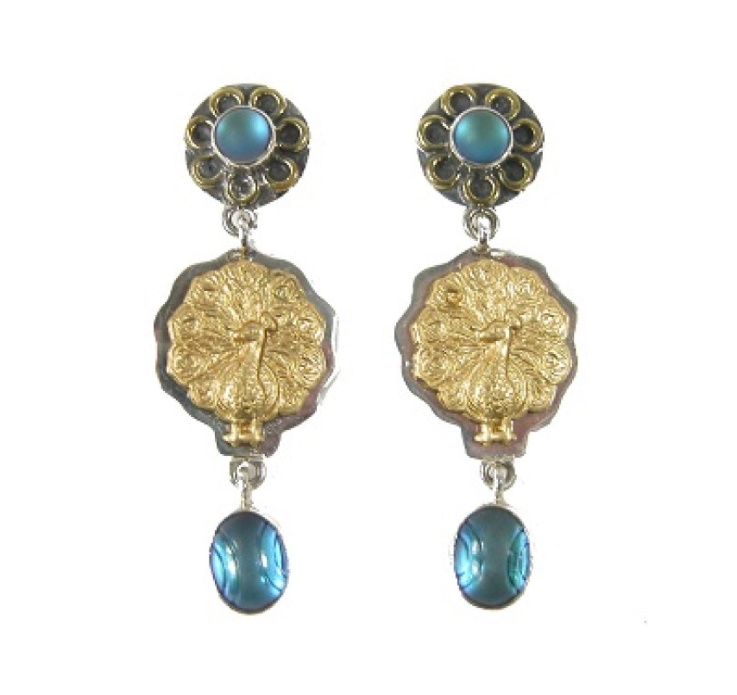 Celestial Quartz Peacock Sterling Silver Dangle Earring