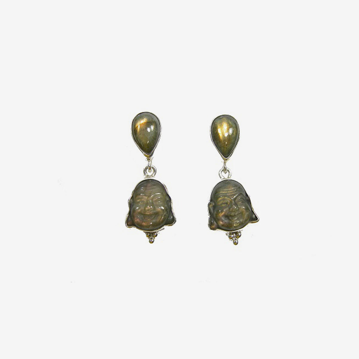 22392 Labradorite Buddha Sterling Silver Earrings