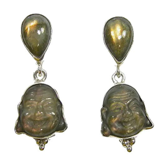 22392 Labradorite Buddha Sterling Silver Earrings