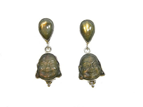 Labradorite Buddha Sterling Silver Earrings