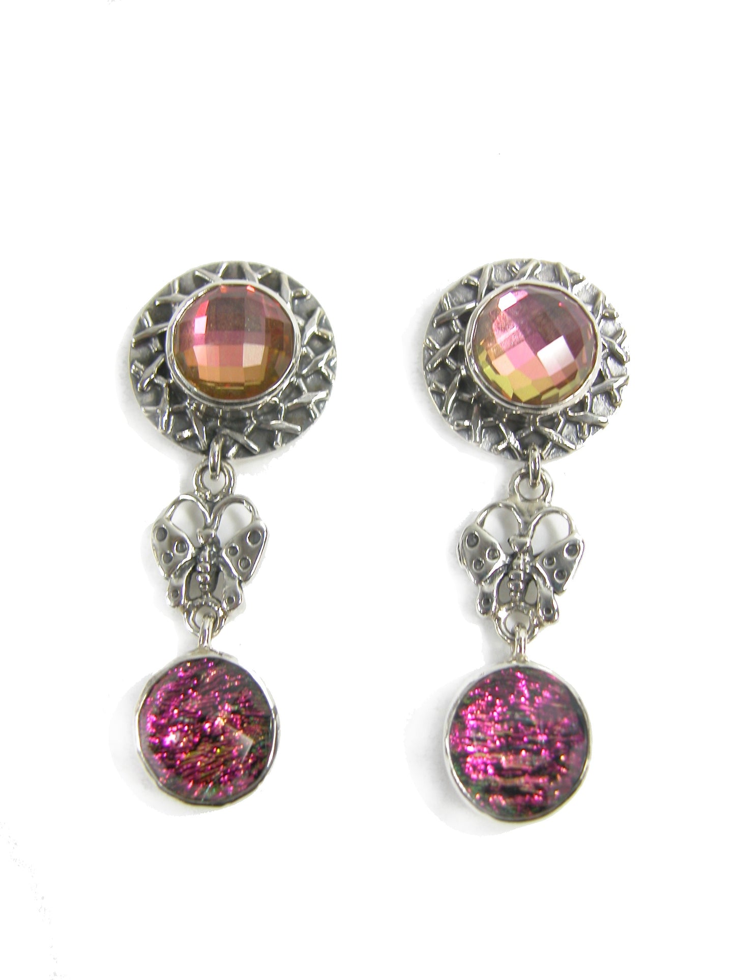 Quartz Dichroic Glass Sterling Silver Earring
