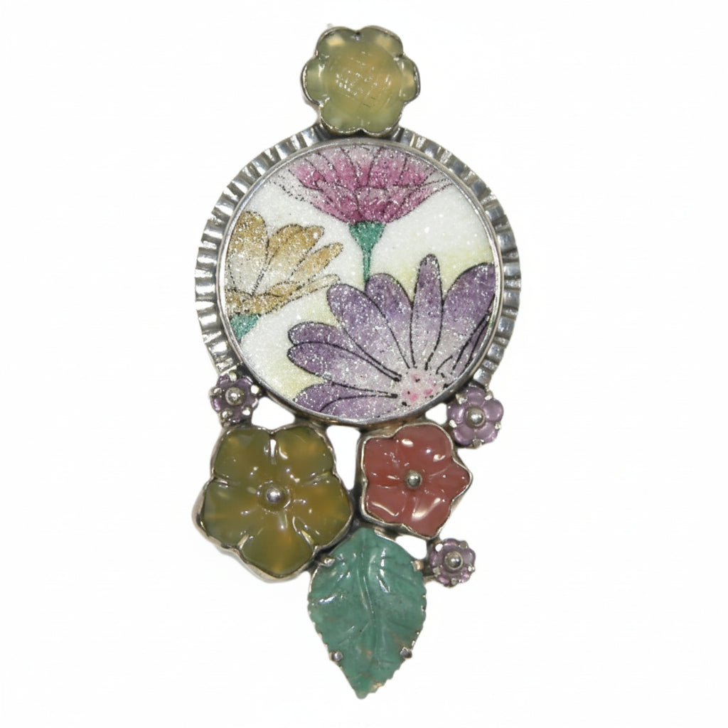 22681 Micro Mosaic Floral Pin Pendant