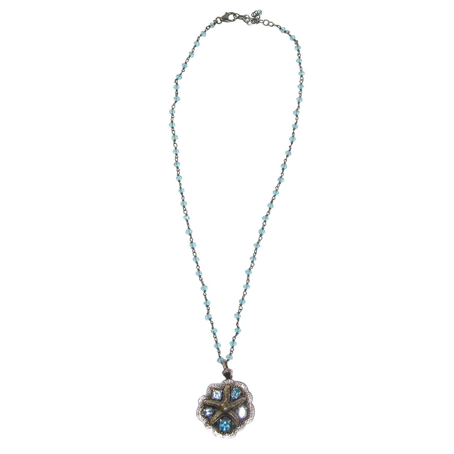 22780 Blue Topaz Starfish Sterling Silver Necklace