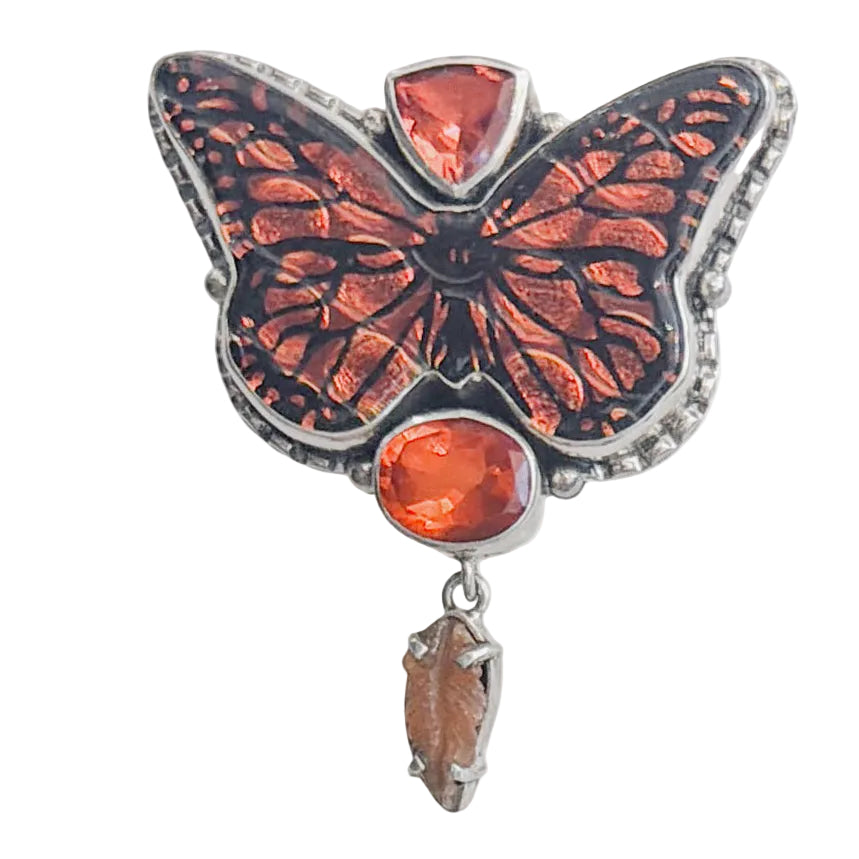 22843A Dichroic Glass, Aventurine, Celestial Quartz Pin / Pendant