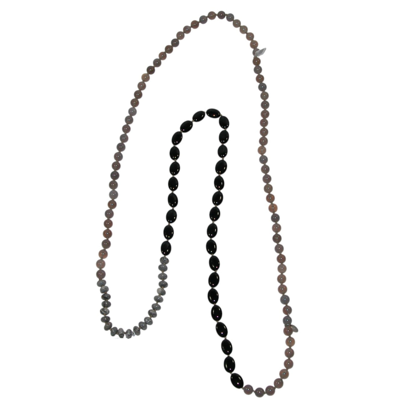22892 Agate, Picasso Jasper, Onyx Beaded Sterling Silver Beaded Necklace