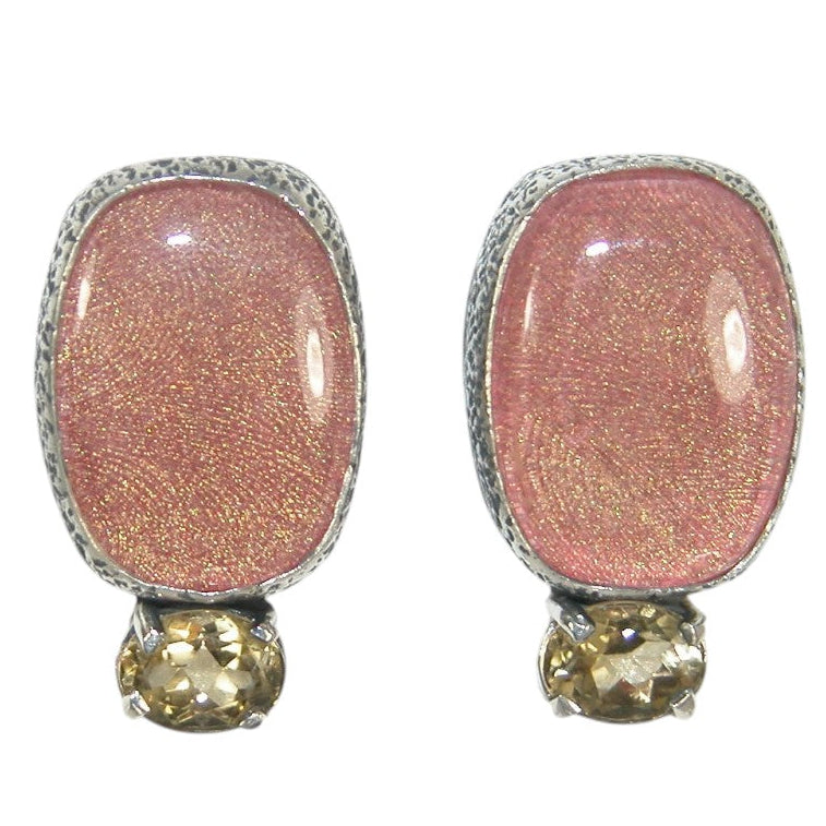 23923 Glass, Citrine Sterling Silver Earrings