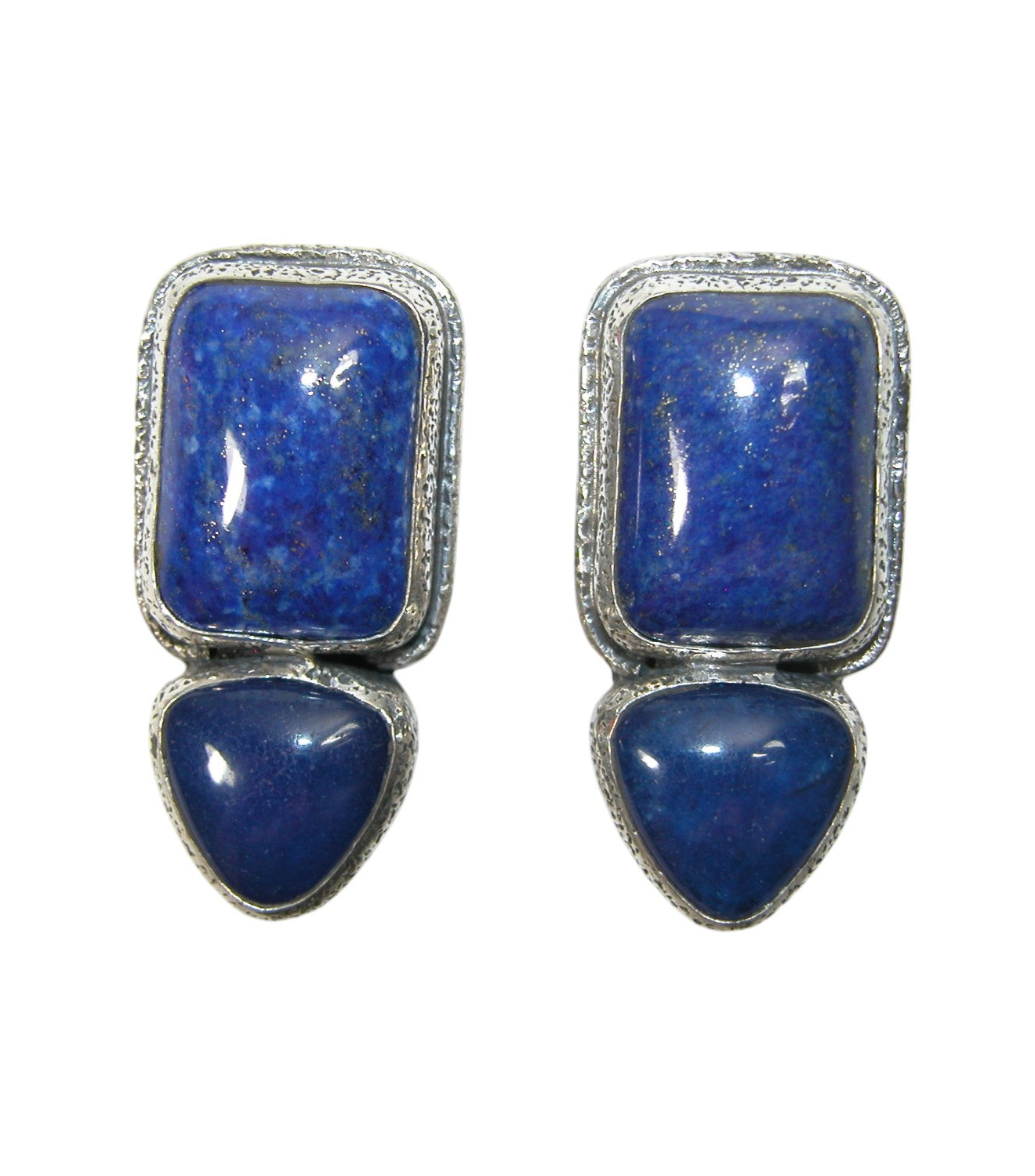 33902 Blue Lapis Two Stone Sterling Silver Earrings