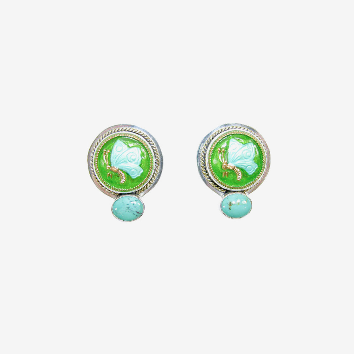 28949 Czech Glass Butterfly, Turquoise Earrings