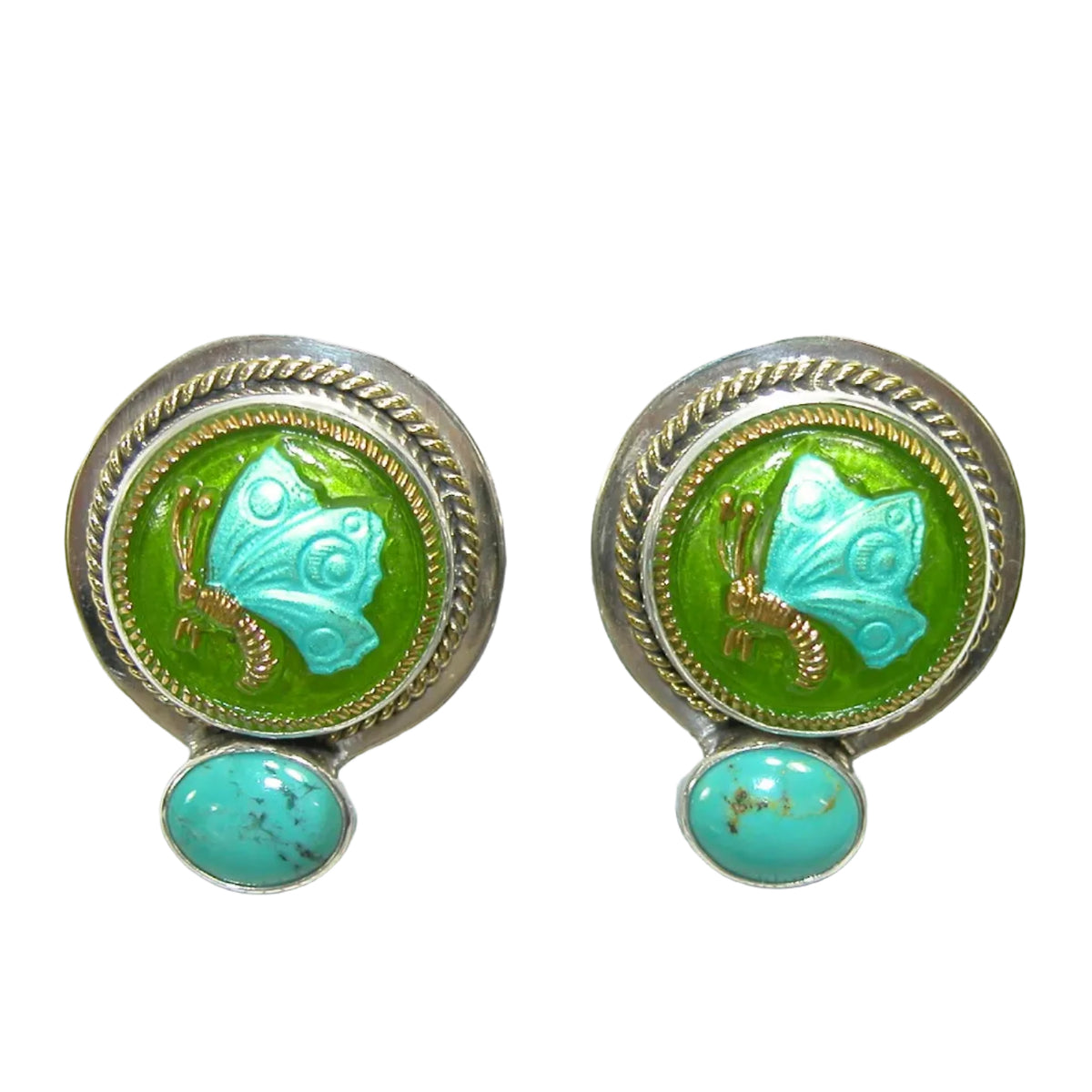 28949 Czech Glass Butterfly, Turquoise Earrings