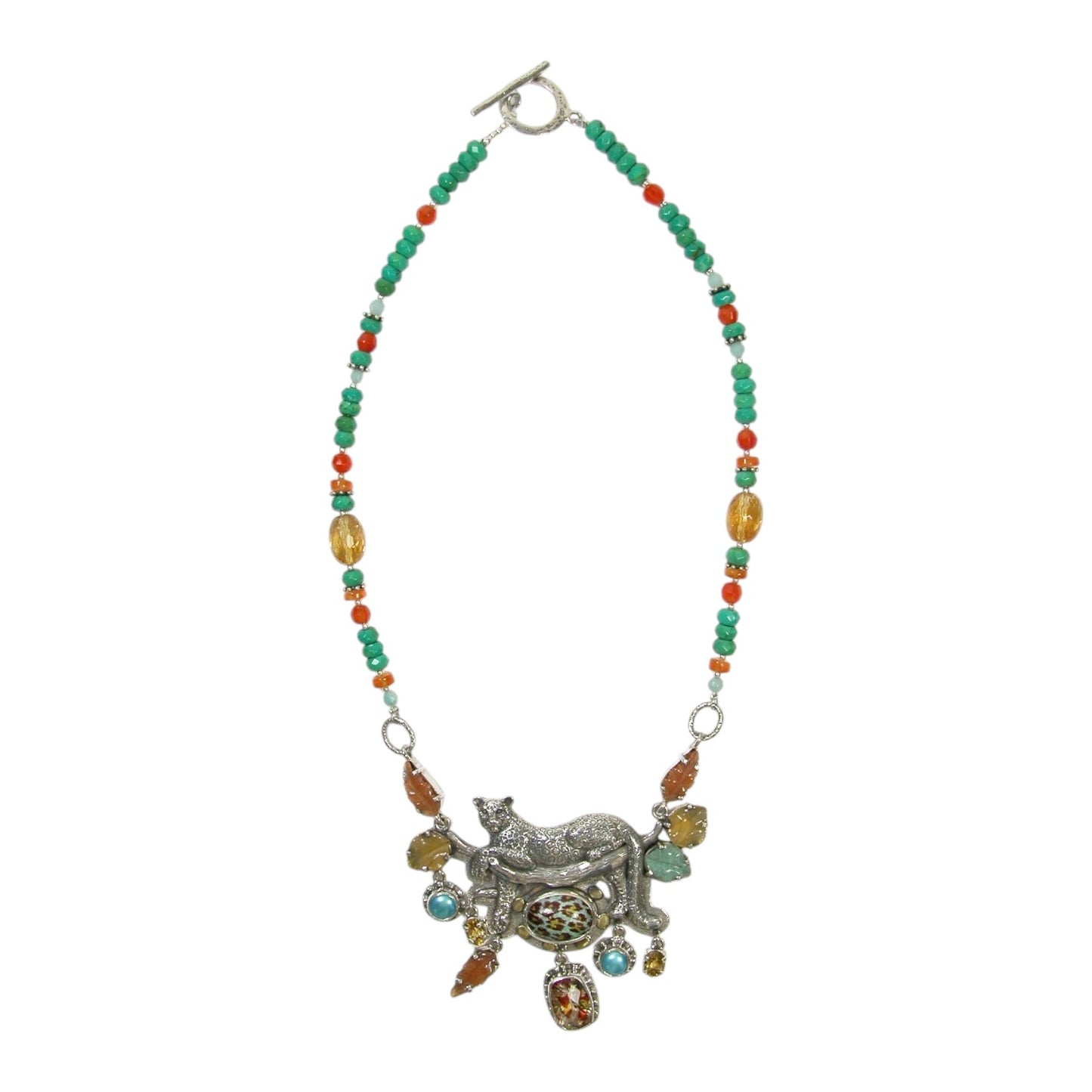 29022 Agate, Carnelian, Citrine, Turquoise, Amazonite, Quartz Beaded Necklace