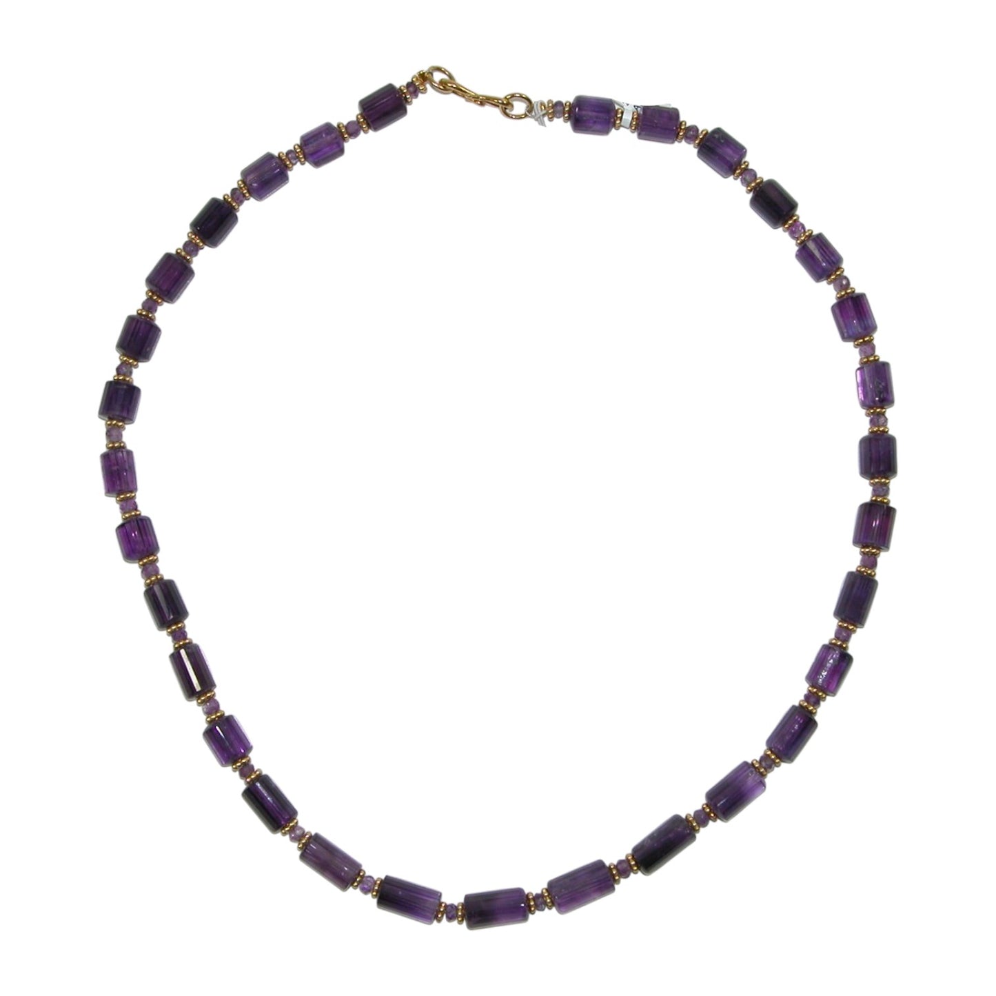 Amethyst Cylinder Beaded Necklace