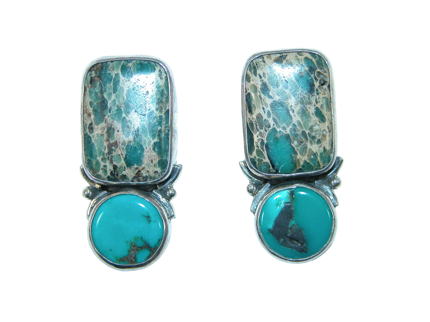 29384A 2 Piece Turquoise, Sterling Silver Earrings