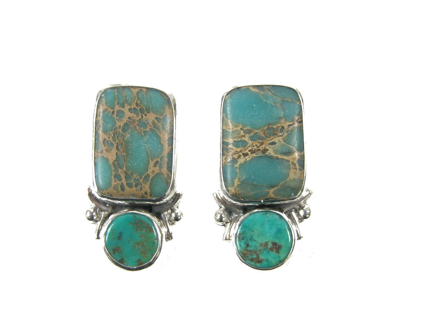 Turquoise and Czech Glass on Sterling Silver Earring