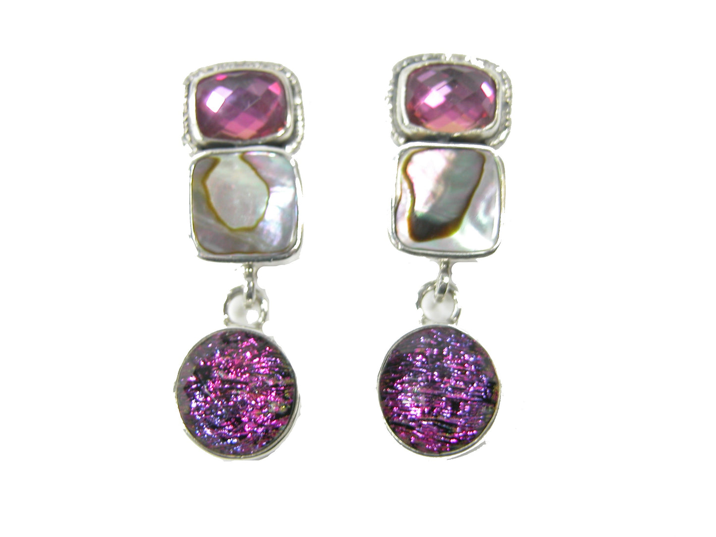 Abalone Quartz Sterling Silver Earring